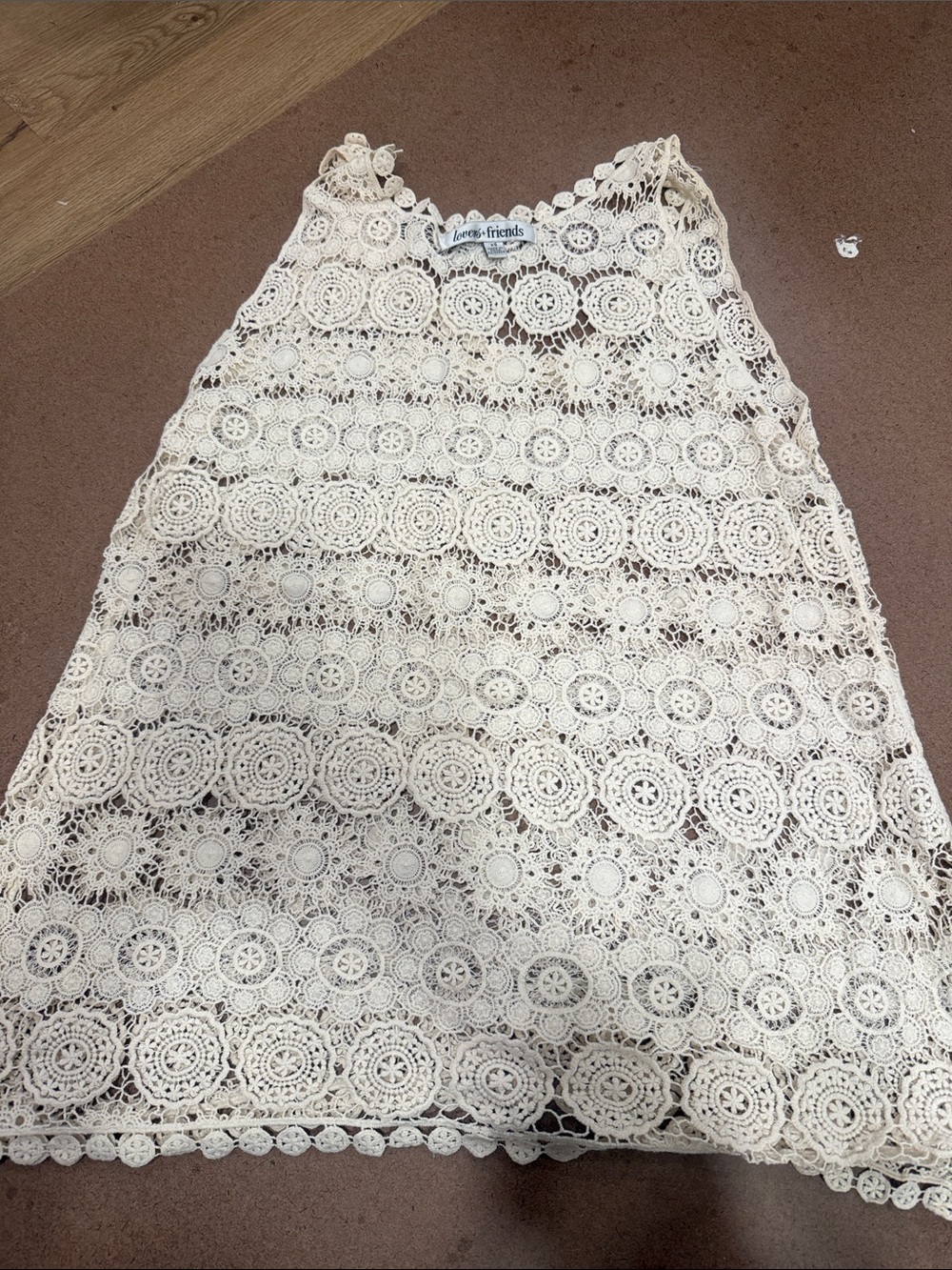 Lovers + Friends Cream Crochet Lace Tank Dress